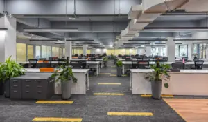 Modern office interior design layout illustrating contemporary workspace